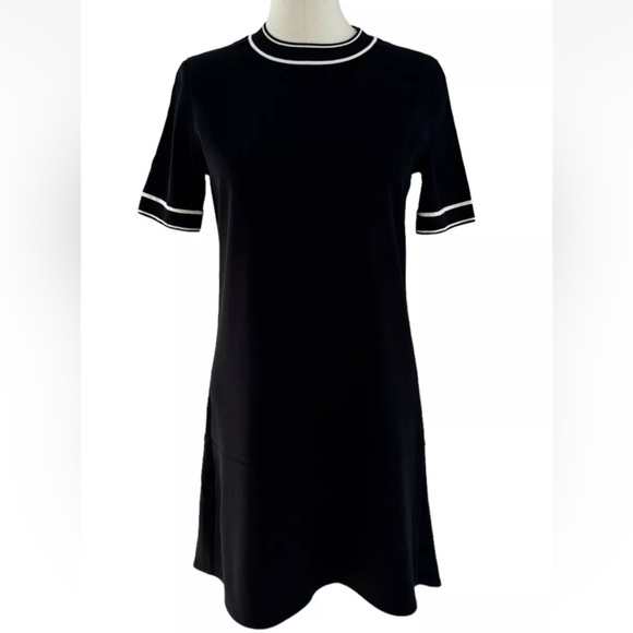 Rag & Bone Thatch Black/White Trim Crepe Mini Swing Womens Dress Sz XXS - Picture 6 of 9